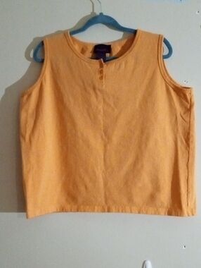 Denim&Co Yellow Sleeveless Henley Tank Top